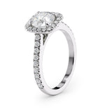 Classic Round Cut  Lab Grown Diamond Halo Engagement Ring with Pave Band