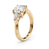 Round Lab Diamond Ring with Pear Side Stones