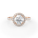 Round Lab Diamond Engagement Ring with Pave Halo