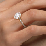 Round Lab Diamond Engagement Ring with Pave Halo