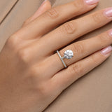 Brilliant Cut Lab Grown Diamond Engagement Ring With Hidden Halo & Pave Band
