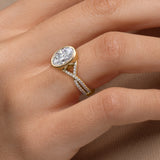 Oval  Bezel Set Diamond Engagement Ring