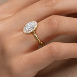 Oval Halo Twisted Lab Grown Diamond Engagement Ring