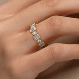 Emerald & Round Cut Bezel Set Diamond Band