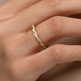 Twisted Diamond Wedding Band – 24 Lab Stones, Braided 14k Gold Design