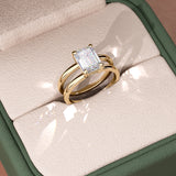 Emerald Cut Double Band Diamond Ring
