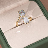 Double Emerald Cut Bezel Bypass Ring