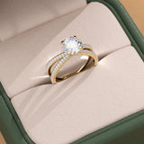 Vintage-Inspired Round Diamond Engagement Ring with Pave Band