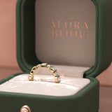 Emerald and Round Bezel Band