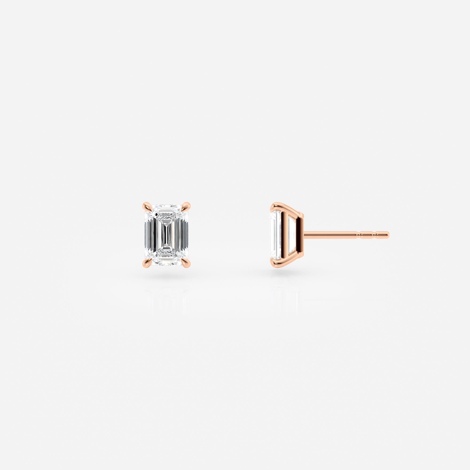 Emerald Cut Lab Grown Diamond Stud Earrings