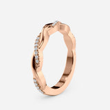 Twisted Diamond Wedding Band – 24 Lab Stones, Braided 14k Gold Design