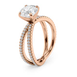 Vintage-Inspired Round Diamond Engagement Ring with Pave Band