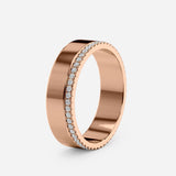 Modern Diamond Accent Wedding Band – 53 Lab Stones, Beaded Edge