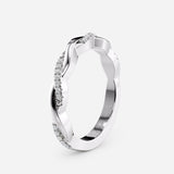 Twisted Diamond Wedding Band – 24 Lab Stones, Braided 14k Gold Design