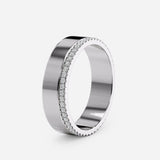 Modern Diamond Accent Wedding Band – 53 Lab Stones, Beaded Edge