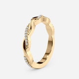 Twisted Diamond Wedding Band – 24 Lab Stones, Braided 14k Gold Design