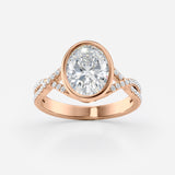 Oval  Bezel Set Diamond Engagement Ring