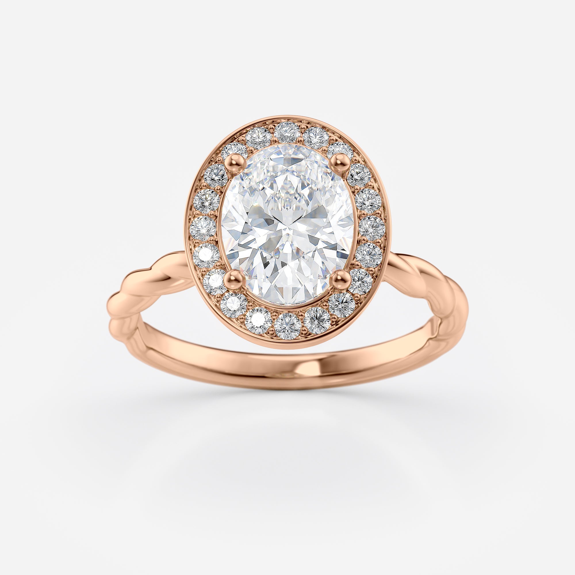 Oval Halo Twisted Lab Grown Diamond Engagement Ring