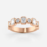 Emerald & Round Cut Bezel Set Diamond Band