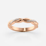 Twisted Diamond Wedding Band – 24 Lab Stones, Braided 14k Gold Design