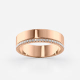 Modern Diamond Accent Wedding Band – 53 Lab Stones, Beaded Edge
