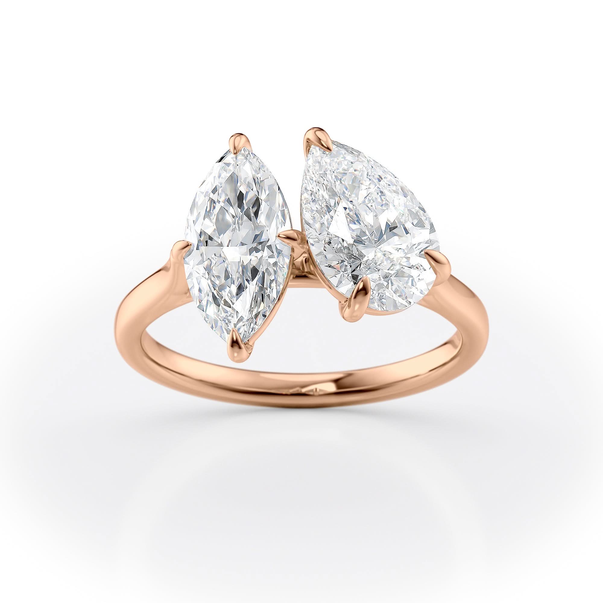 Toi et Moi Pear & Marquise Diamond Engagement Ring