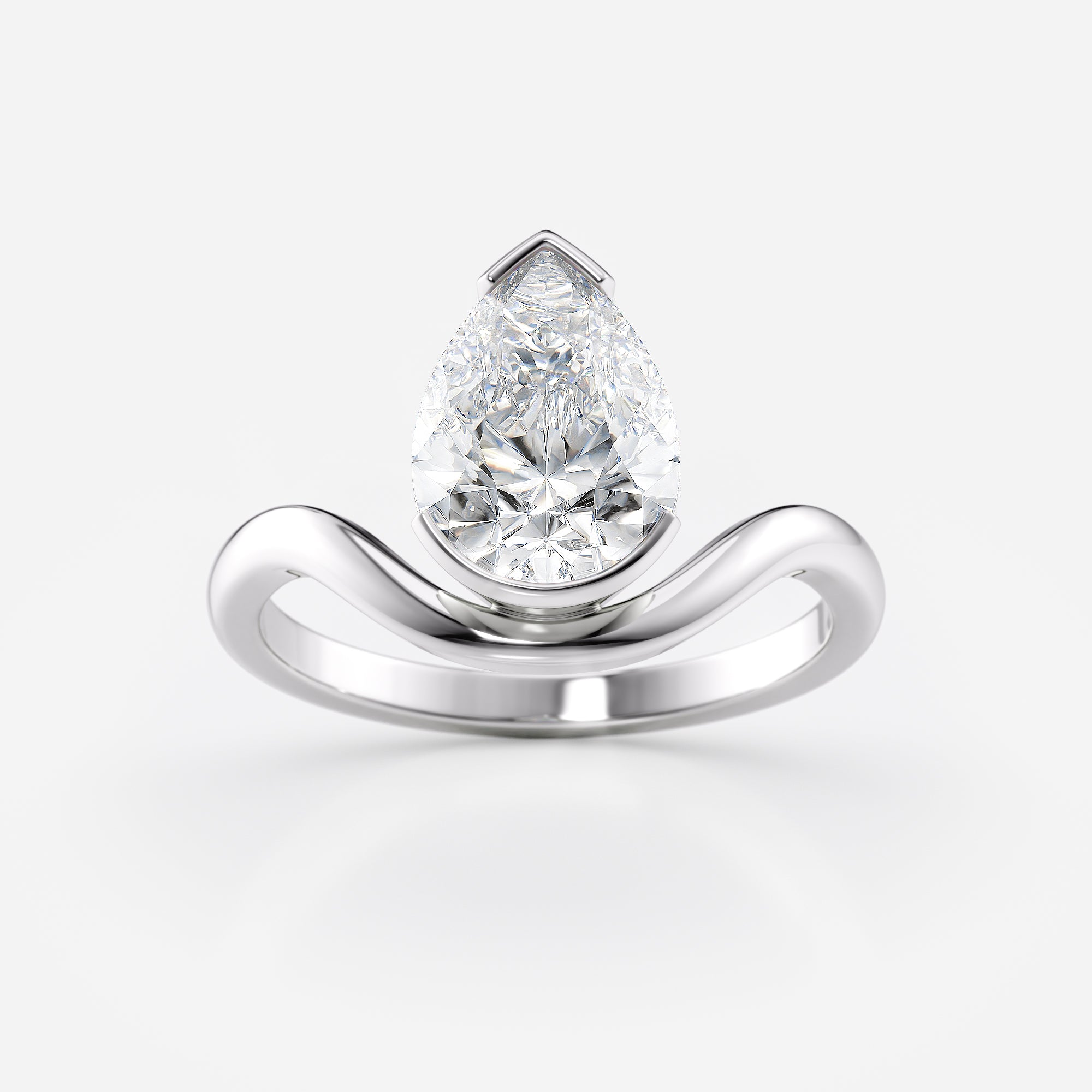 Pear Cut Twisted Lab Diamond  Ring