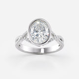 Oval  Bezel Set Diamond Engagement Ring