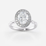 Oval Halo Twisted Lab Grown Diamond Engagement Ring