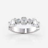 Emerald & Round Cut Bezel Set Diamond Band