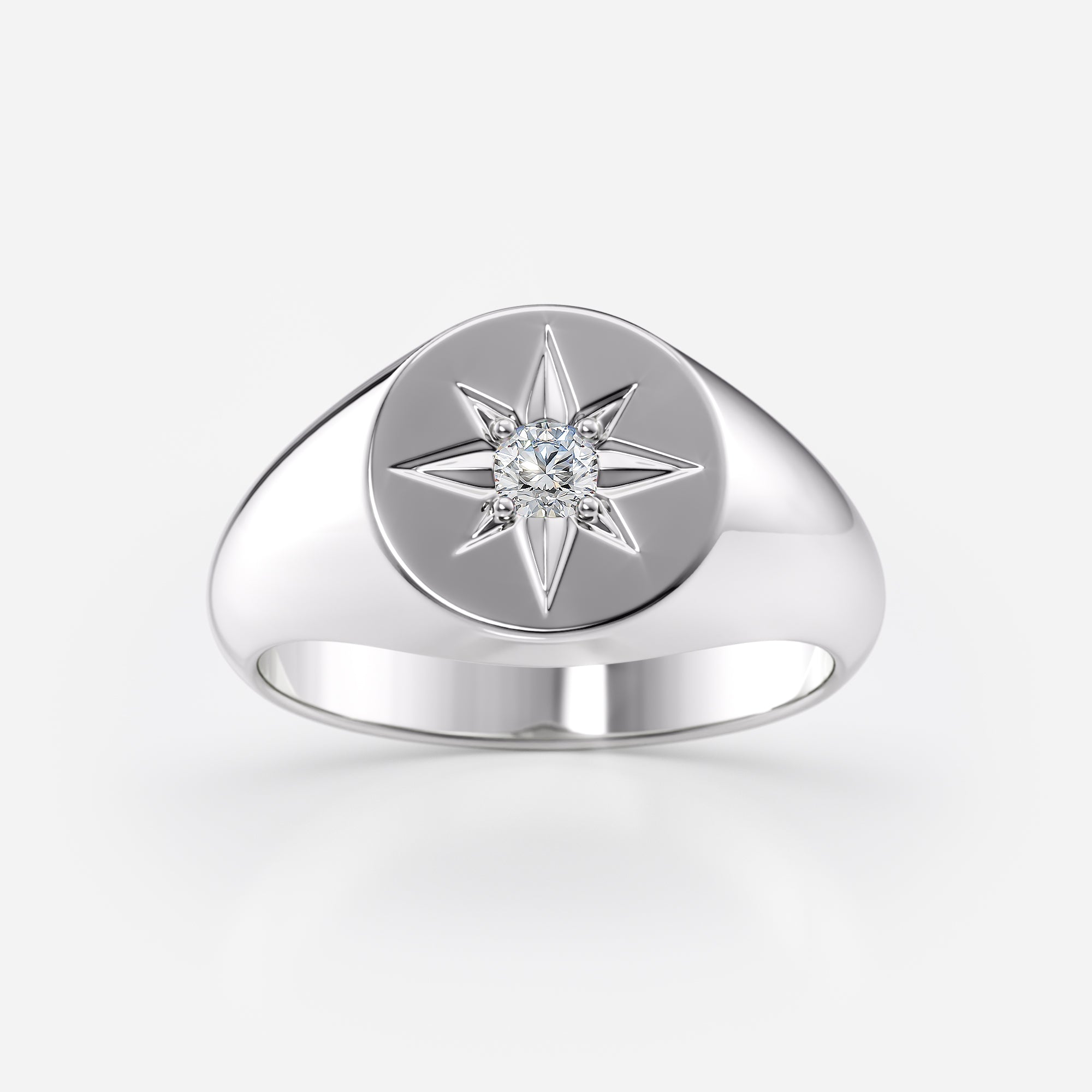 Starburst Diamond Signet Ring