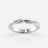 Twisted Diamond Wedding Band – 24 Lab Stones, Braided 14k Gold Design
