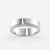 Modern Diamond Accent Wedding Band – 53 Lab Stones, Beaded Edge