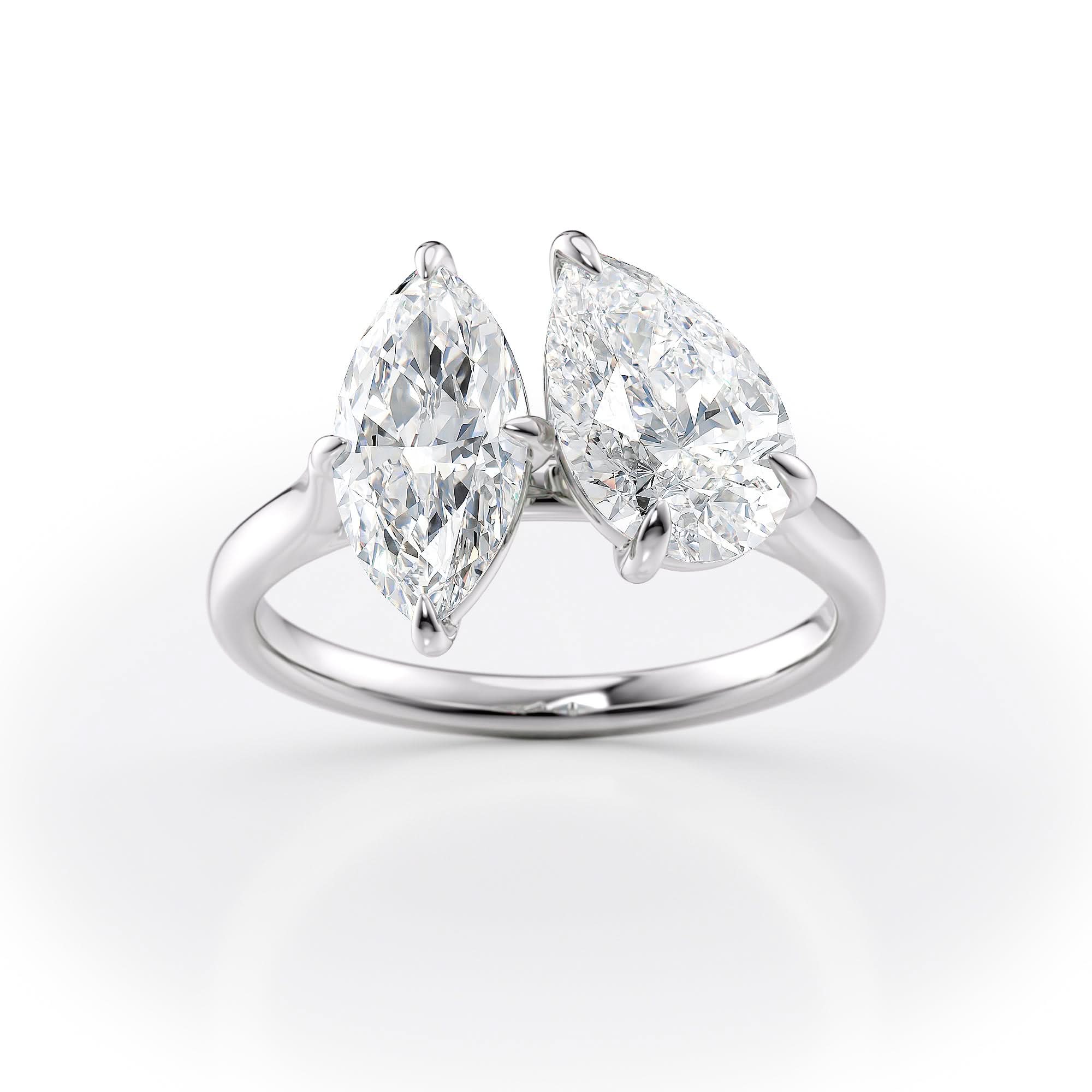 Toi et Moi Pear & Marquise Diamond Engagement Ring