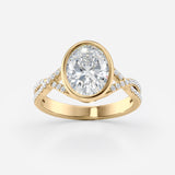 Oval  Bezel Set Diamond Engagement Ring