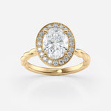 Oval Halo Twisted Lab Grown Diamond Engagement Ring
