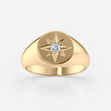 Starburst Diamond Signet Ring