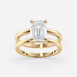 Emerald Cut Double Band Diamond Ring