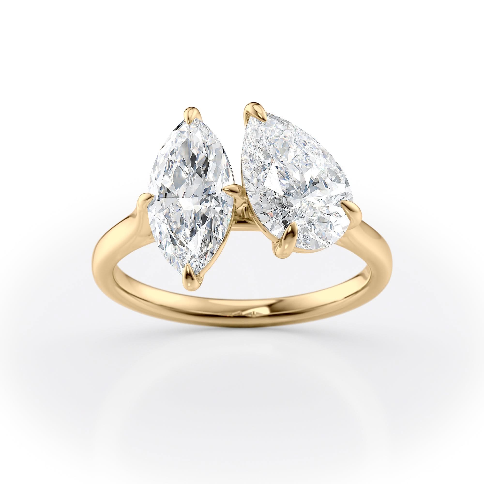Toi et Moi Pear & Marquise Diamond Engagement Ring