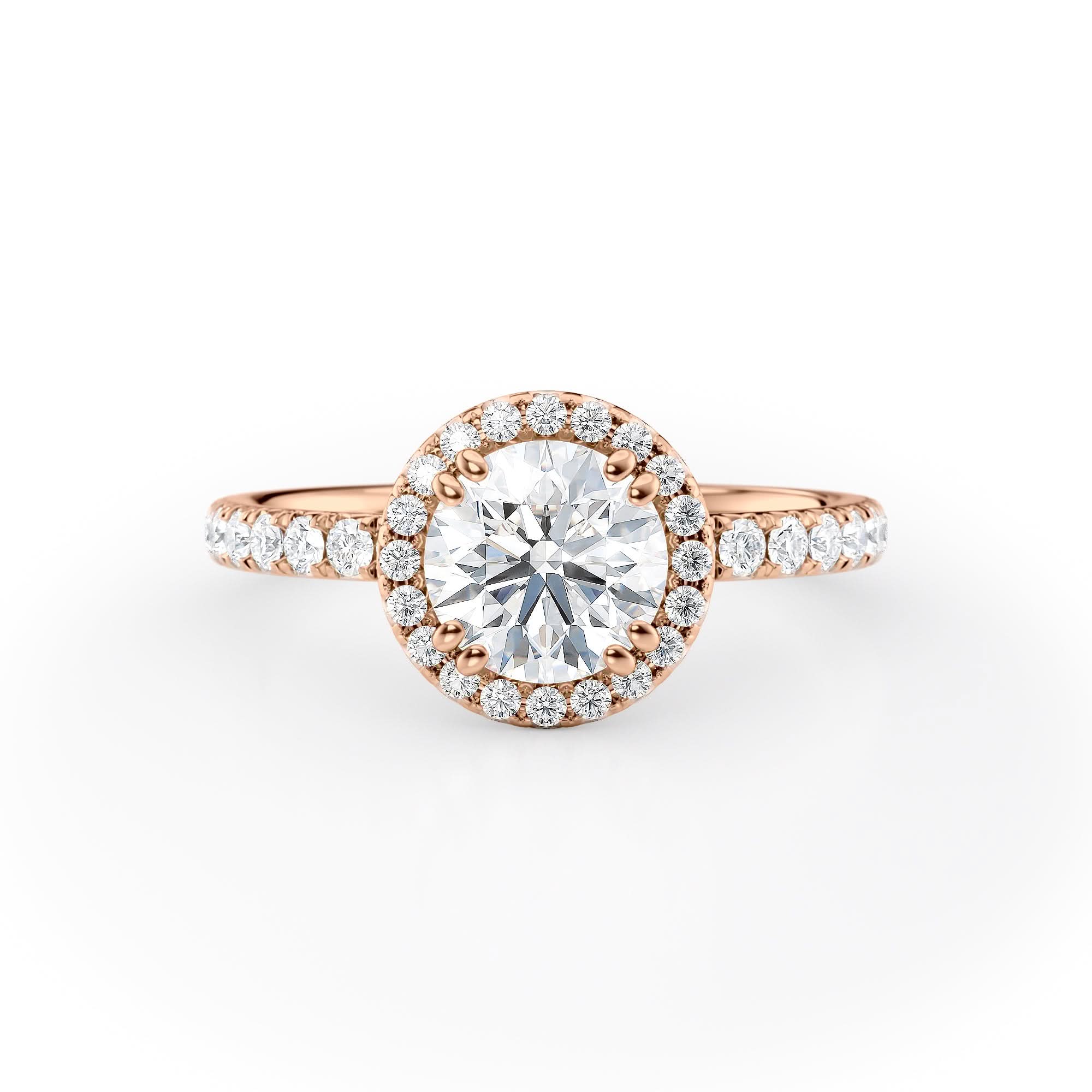 Halo Diamond Engagement Ring with Sparkling Accents