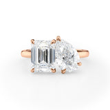 Modern Toi et Moi Engagement Ring with Emerald & Pear Cut Diamonds