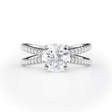 Vintage-Inspired Round Diamond Engagement Ring with Pave Band