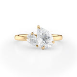 Toi et Moi Pear-Cut Lab Diamond Engagement Ring