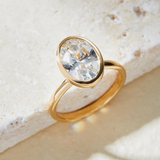 Lab-Grown Bezel Set Solitaire Oval Diamond Engagement Ring