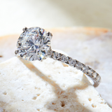 Round-cut Lab-Grown Diamond Engagement Ring with Diamond Band