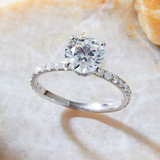 Round-cut Lab-Grown Diamond Engagement Ring with Diamond Band