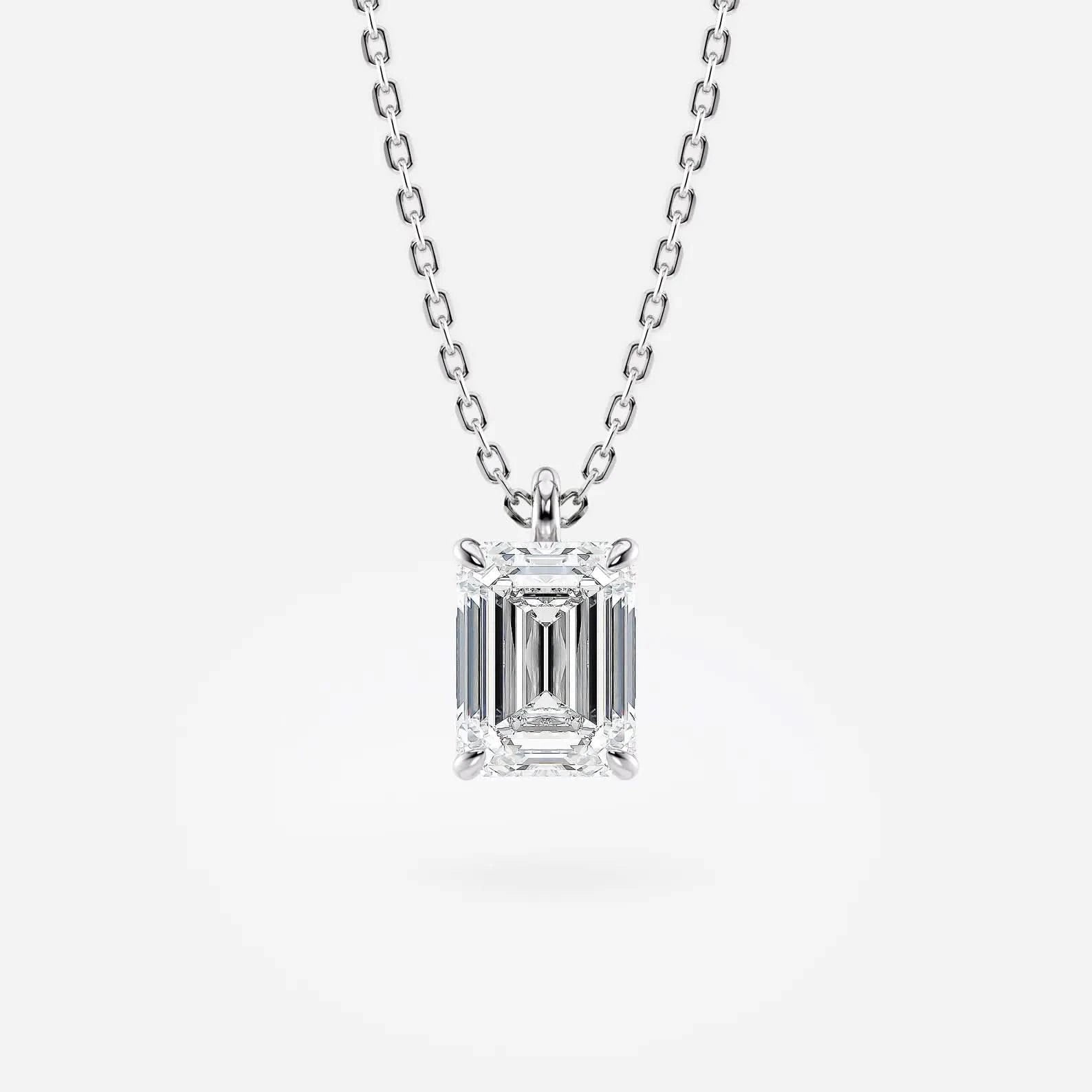 Emerald cut Lab Grown Diamond Solitaire necklace