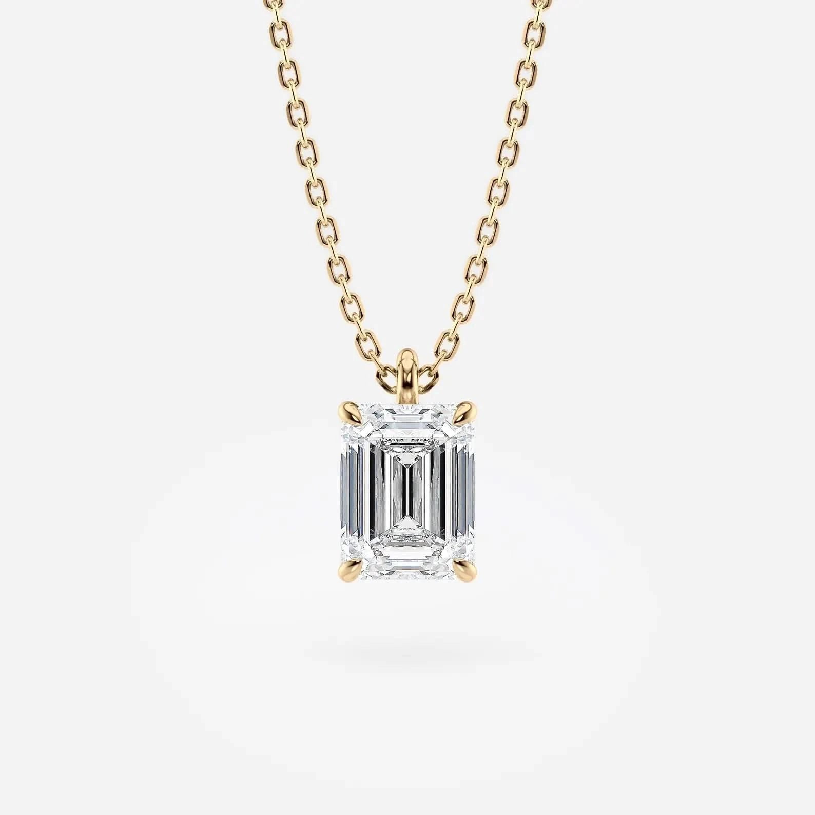 Emerald cut Lab Grown Diamond Solitaire necklace