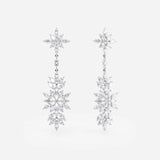 Marquise Floral Diamond Drop Earrings