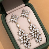 Marquise Floral Diamond Drop Earrings